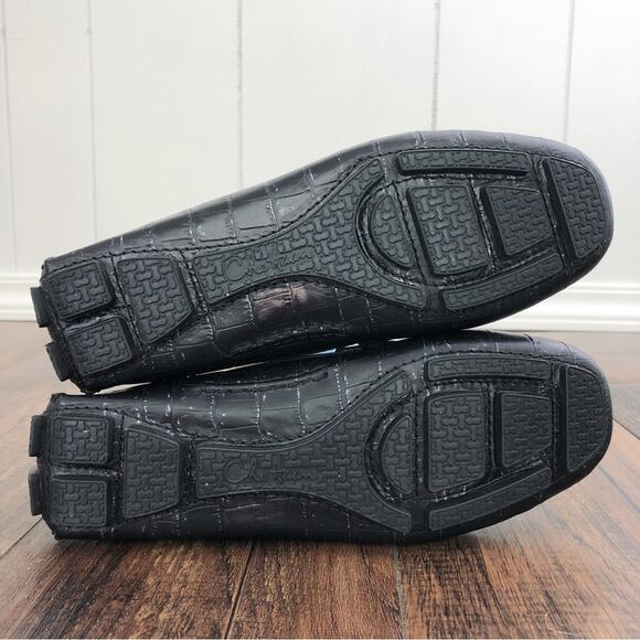 Cole Haan Driving Loafer Penny Loafer Croc Embossed Leather Trillby Size 6 Black - Picture 12 of 14
